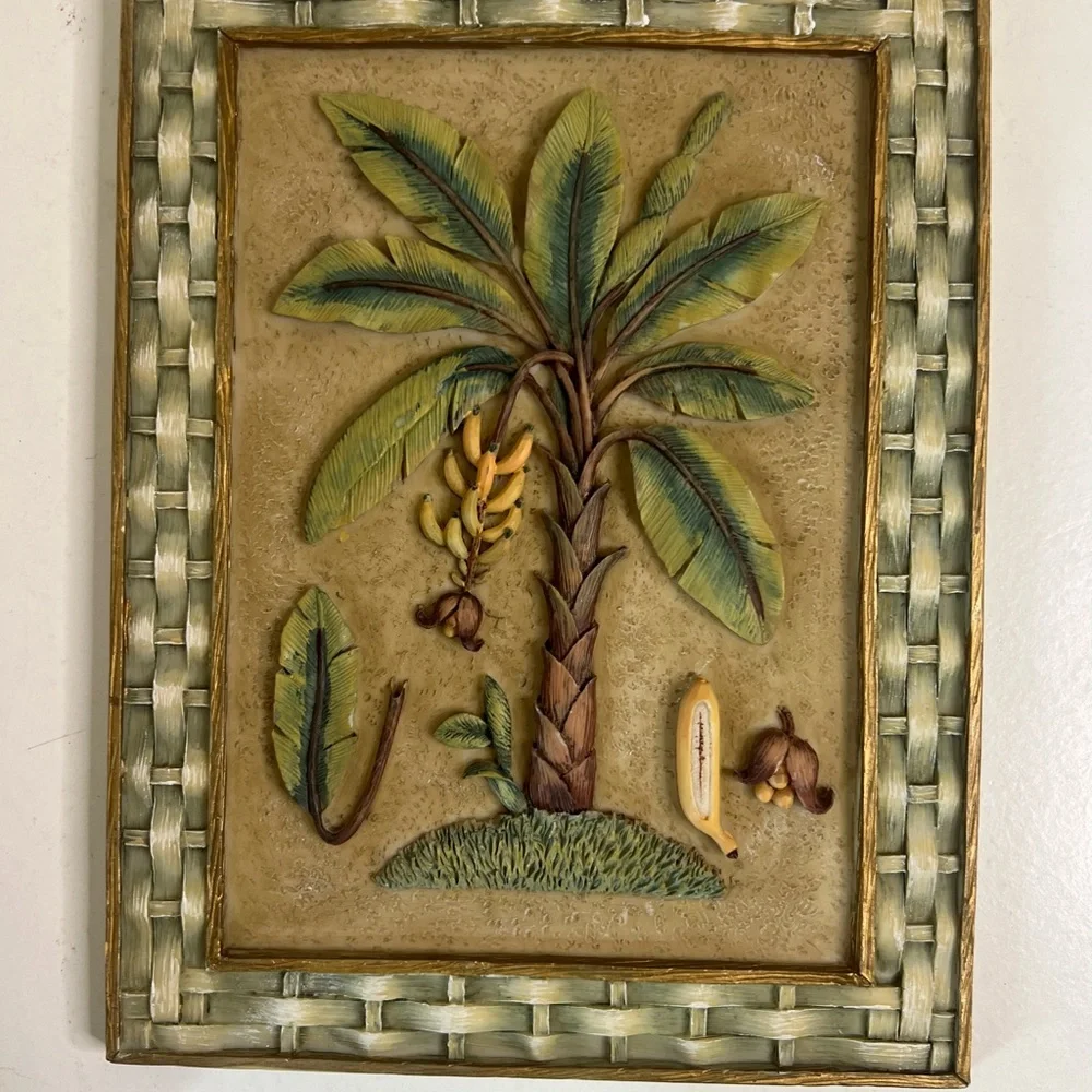 Vintage | Tropical Palm Tree Wall Art Plaques Set of 3 Coastal Boho Décor